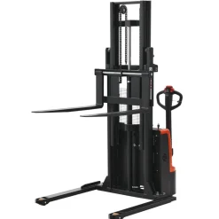 VEVOR Full Electric Pallet Stacker, 3300 lbs Capacity, Pallet Lift Stacker Forklift with Straddle Legs & Forks, 96.06 Inches Lifting Height & 8.66-31.1 Inches Adjustable Fork Width, Orange & Black