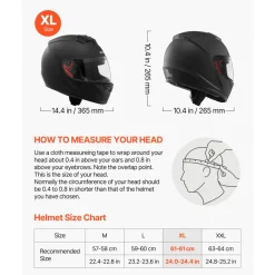 VEVOR Full Face Motorcycle Helmets, Adult Motocross Dirt Bike Helmet with Clear Visor, Lightweight Comfortable Motorcycle Street Bike Helmet for Men and Women - DOT Approved (XL Size)