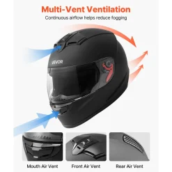 VEVOR Full Face Motorcycle Helmets, Adult Motocross Dirt Bike Helmet with Clear Visor, Lightweight Comfortable Motorcycle Street Bike Helmet for Men and Women - DOT Approved (M Size)