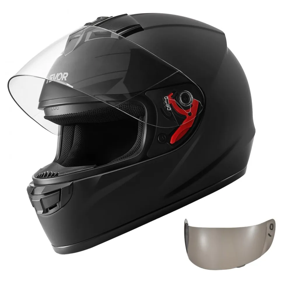 VEVOR Full Face Motorcycle Helmets, Adult Motocross Dirt Bike Helmet with Clear Visor, Lightweight Comfortable Motorcycle Street Bike Helmet for Men and Women - DOT Approved (M Size)