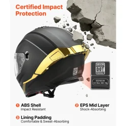 VEVOR Full Face Motorcycle Helmets, Dual-Visor Motorcycle Street Bike Helmet, Lightweight Comfortable Motocross Dirt Bike Helmet for Adults Men and Women - DOT & ECE Approved (M Size)