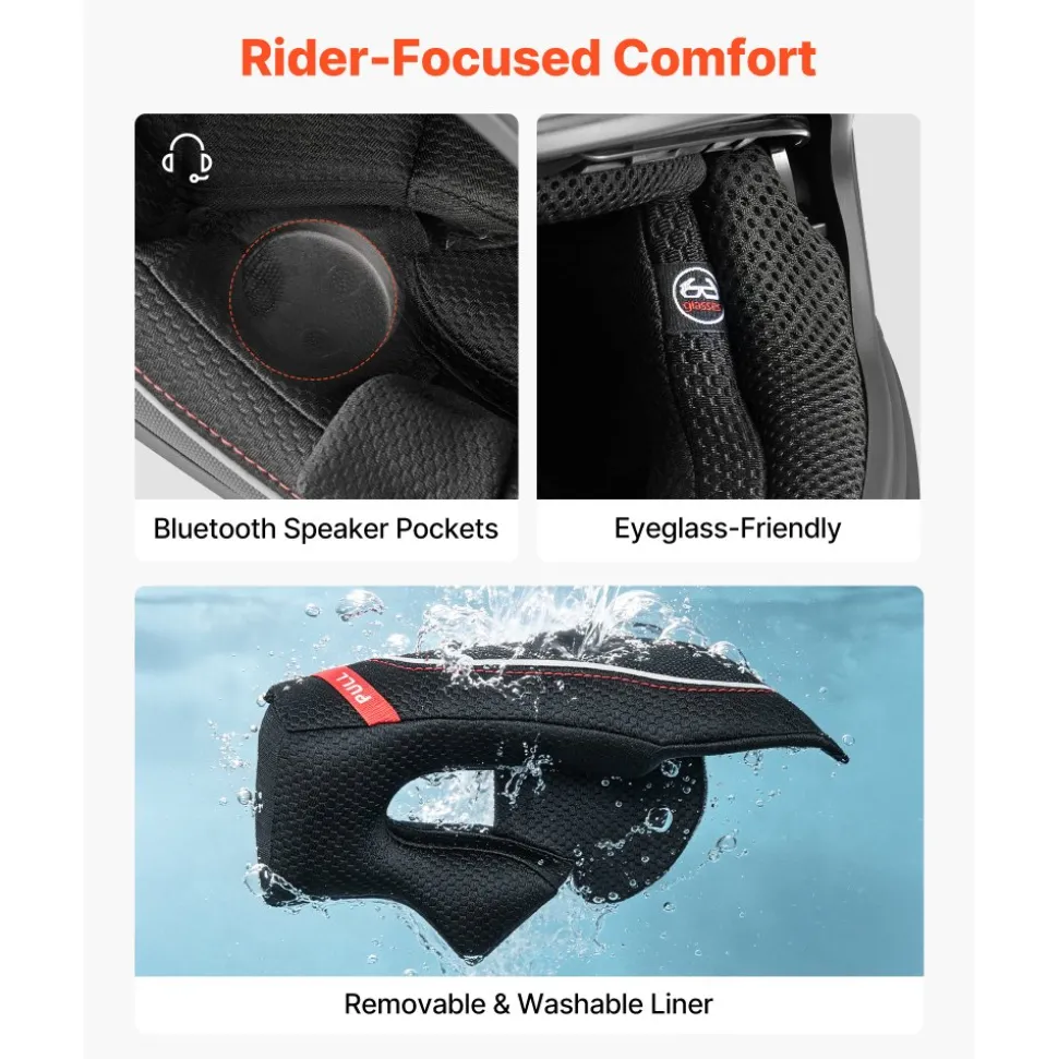 VEVOR Full Face Motorcycle Helmets, Dual-Visor Motorcycle Street Bike Helmet, Lightweight Comfortable Motocross Dirt Bike Helmet for Adults Men and Women - DOT & ECE Approved (L Size)