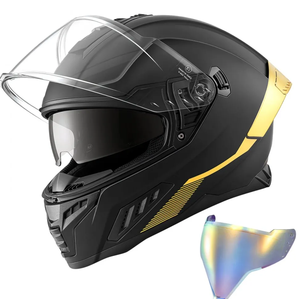 VEVOR Full Face Motorcycle Helmets, Dual-Visor Motorcycle Street Bike Helmet, Lightweight Comfortable Motocross Dirt Bike Helmet for Adults Men and Women - DOT & ECE Approved (L Size)