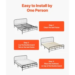 VEVOR Full Size Bunkie Board, 0.4 in Foldable Bed Board Slats with Connection, Wooden Mattress Support for Full Size Bed, Support under Mattress Boards, Ready to Use, 8 Piece, Burlywood