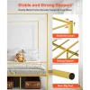 VEVOR Full Size Canopy Bed Frame, Metal Canopy Bed with Minimalist Headboard & Four Posters Design, Heavy Duty Steel Slats Support, Underbed Storage Space, No Box Spring Needed, Easy Assembly, Gold