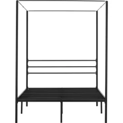 VEVOR Full Size Canopy Bed Frame, Metal Canopy Bed with Four Posters Design, Heavy Duty Steel Slats Support, Underbed Storage Space, No Box Spring Needed, Easy Assembly, Black