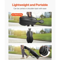 VEVOR 4/4 Full Size Cello Case, Composite Carbon Fiber, Lightweight Portable Travel Carrying Bag, with Plush Lining, Dual Shoulder Straps, Anti-Scratch, Professional Cello-Shape, for Cello, Black