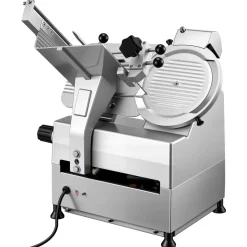 VEVOR Fully Automatic Meat Slicer, 180W + 370W Commercial Food-Slicer with 10" Carbon Steel Blade, Built-In Sharpener & 0-0.3" Adjustable Thickness for Frozen Meat, Ham, Baguett, Steak