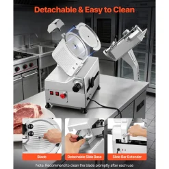 VEVOR Fully Automatic Meat Slicer, 180W + 370W Commercial Food-Slicer with 10