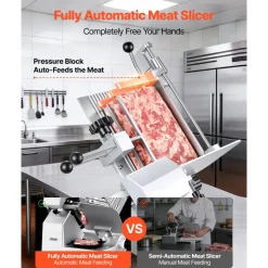 VEVOR Fully Automatic Meat Slicer, 180W + 370W Commercial Food-Slicer with 10