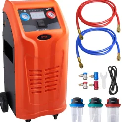 VEVOR Fully Automatic Refrigerant Recovery Machine for 1234yf, ≥98.5% Accuracy, 7-Inch Touch Screen, AC Recovery, Vacuum, and Recharging Machine for Standard and High Voltage Automotive A/C Systems