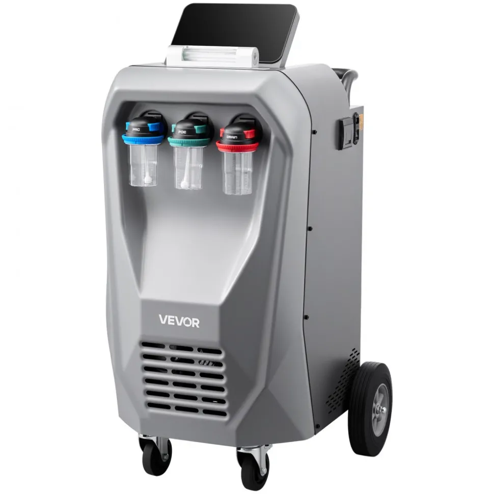 VEVOR Fully Automatic Refrigerant Recovery Machine for R134a, ≥98.5% Accuracy, 10.1-Inch Touch Screen, AC Recovery, Vacuum, Recharging and Flushing for Standard & High Voltage Automotive A/C Systems
