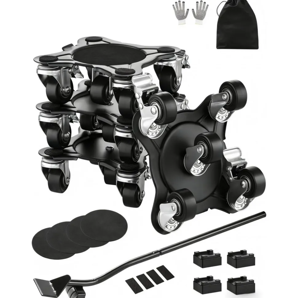 VEVOR Furniture Dolly, Maximum Load 1200 lbs, Heavy Duty Furniture Movers with 5 360° Rotation Wheels, Carbon Steel Panel, Furniture Lift Slider Tool Set for Appliances, Sofa, Fridge, Washing Machine