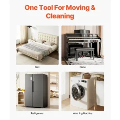 VEVOR Furniture Dolly, Maximum Load 1200 lbs, Heavy Duty Furniture Movers with 5 360° Rotation Wheels, Carbon Steel Panel, Furniture Lift Slider Tool Set for Appliances, Sofa, Fridge, Washing Machine