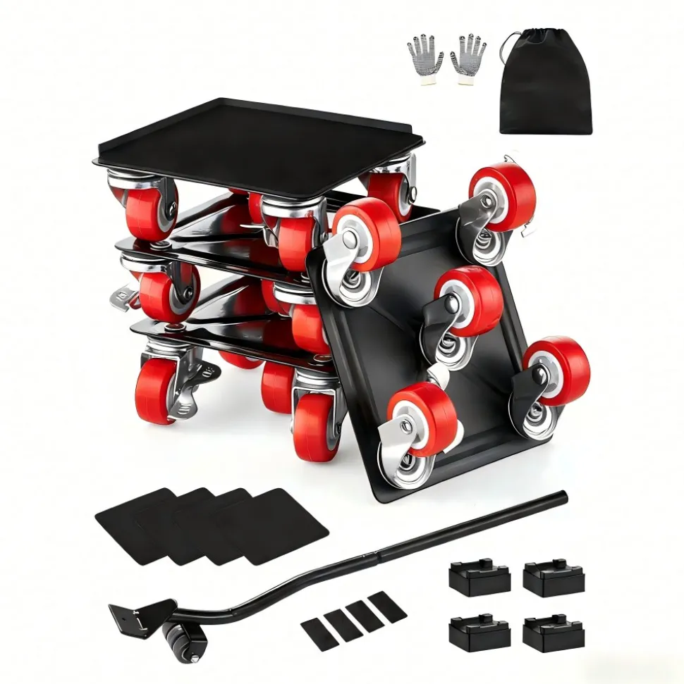 VEVOR Furniture Dolly, Maximum Load 1200 lbs, Heavy Duty Furniture Movers with 5 360° Rotation Wheels, Carbon Steel Panel, Furniture Lift Slider Tool Set for Appliances, Sofa, Fridge, Washing Machine