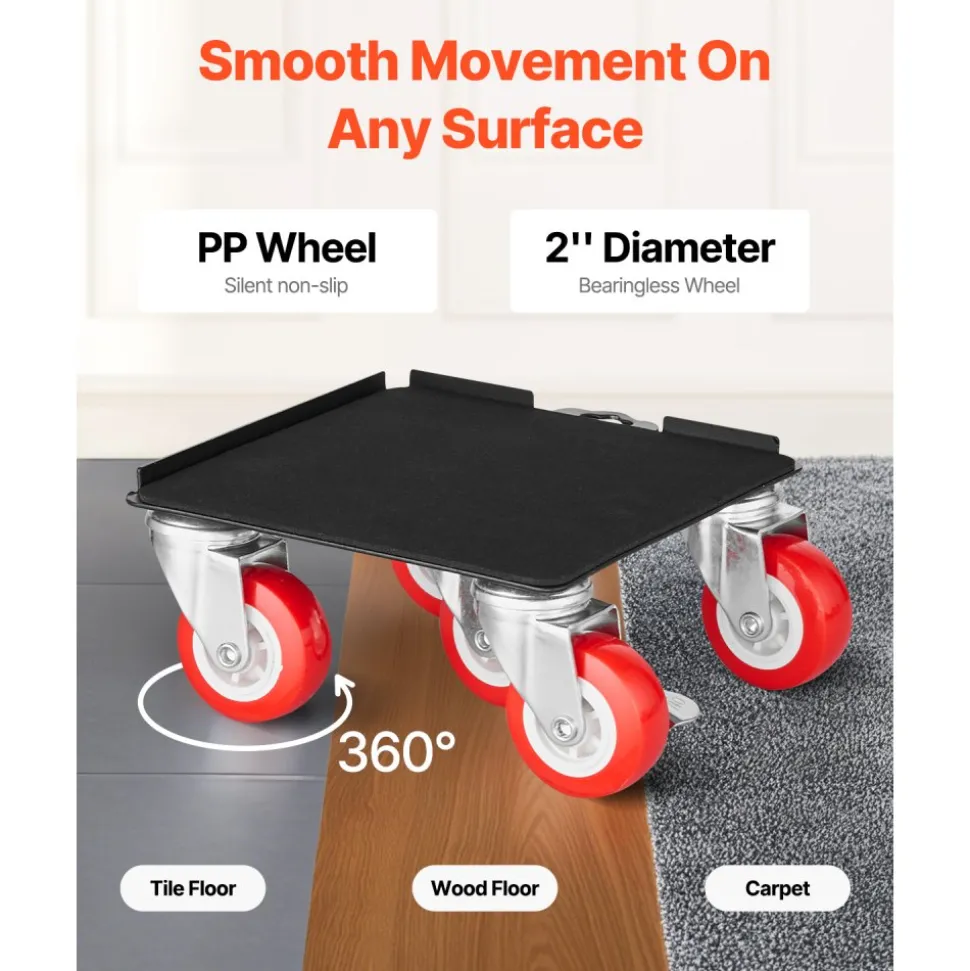 VEVOR Furniture Dolly, Maximum Load 3474 lbs, Heavy Duty Furniture Movers with 5 360° Rotation Wheels, Carbon Steel Panel, Furniture Lift Slider Tool Set for Appliances, Sofa, Fridge, Washing Machine