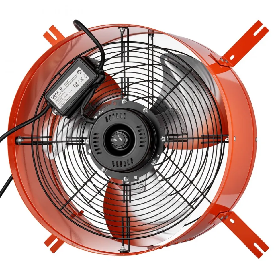 VEVOR Gable Mount Fan, 16 in Attic Vent Exhaust Fan 2940 CFM Thermostat, Cooling and Ventilation for Home, Garage, Warehouse, Workshop, Carbon Steel Housing with Mounting Brackets & Hardware, Orange