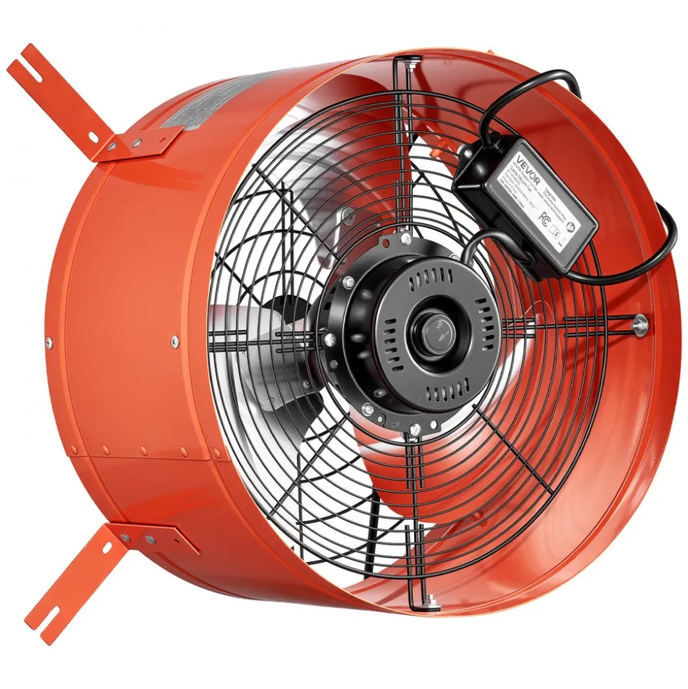 VEVOR Gable Mount Fan, 16 in Attic Vent Exhaust Fan 2940 CFM Thermostat, Cooling and Ventilation for Home, Garage, Warehouse, Workshop, Carbon Steel Housing with Mounting Brackets & Hardware, Orange