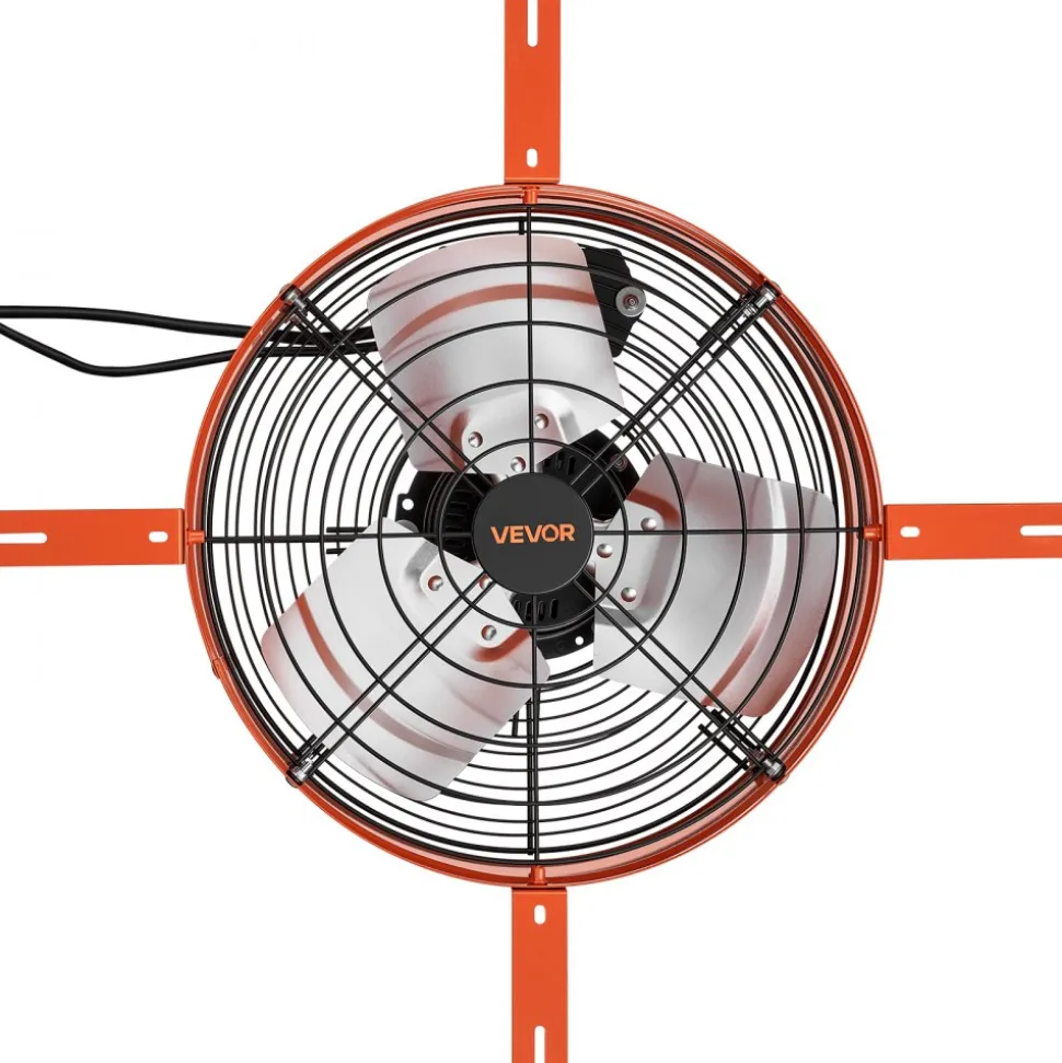 VEVOR Gable Mount Fan, 16 in Attic Vent Exhaust Fan 1945 CFM Thermostat, Cooling and Ventilation for Home, Garage, Warehouse, Workshop, Carbon Steel Housing with Mounting Brackets & Hardware, Orange