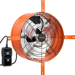 VEVOR Gable Mount Fan, 16 in Attic Vent Exhaust Fan 1945 CFM Thermostat, Cooling and Ventilation for Home, Garage, Warehouse, Workshop, Carbon Steel Housing with Mounting Brackets & Hardware, Orange