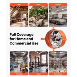 VEVOR Gable Mount Fan, 16 in Attic Vent Exhaust Fan 1945 CFM Thermostat, Cooling and Ventilation for Home, Garage, Warehouse, Workshop, Carbon Steel Housing with Mounting Brackets & Hardware, Orange