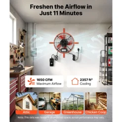 VEVOR Gable Mount Fan, 16 in Attic Vent Exhaust Fan 1945 CFM Thermostat, Cooling and Ventilation for Home, Garage, Warehouse, Workshop, Carbon Steel Housing with Mounting Brackets & Hardware, Orange