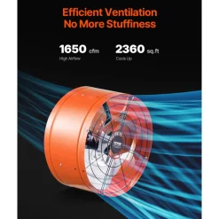 VEVOR Gable Mount Fan, 15 Inch Attic Exhaust Fan with Adjustable Thermostat & Outer Mesh, 1650 CFM House Ventilator Cools Up to 2360 Sq.Ft, Quiet Ventilation for Roof, Garage & Shop, Vibrant Orange