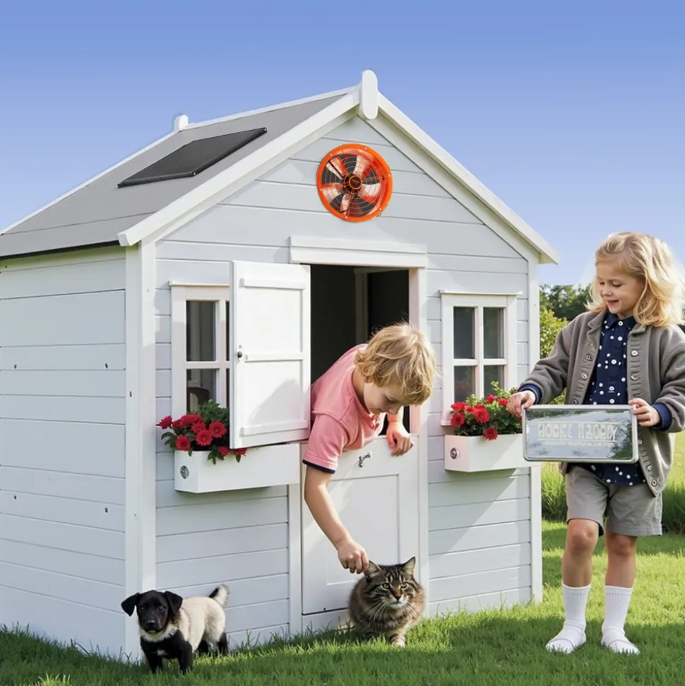 VEVOR Gable Mount Fan, 14 Inch Solar Power Attic Exhaust Fan with Adjustable Thermostat & Outer Mesh, 1300 CFM House Ventilator Cool Upto 1850 Sq.Ft, Quiet Ventilation for Roof, Garage, Shop, Black