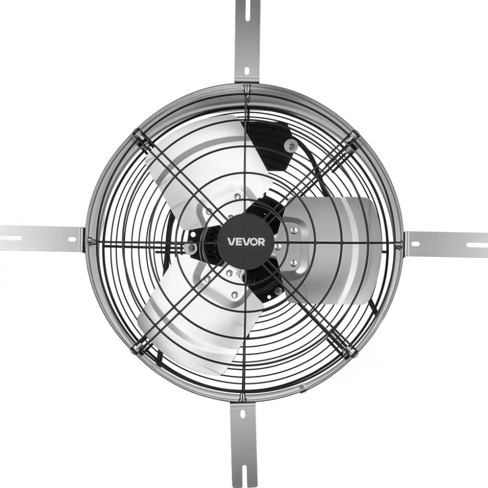 VEVOR Gable Mount Fan, 15 in Gable Attic Vent Exhaust Fan with Thermostat, 1300 CFM Cooling and Ventilation for Home, Garage, Warehouses, Workshops, Carbon Steel Housing with Mounting Bracket, Silver