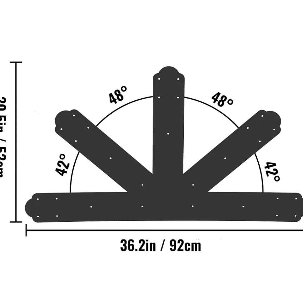 VEVOR Gable Plate, Black Powder-Coated Truss Connector Plates, 12:12 Pitch Gable Bracket, 4 mm / 0.16" Steel Truss Nail Plates, Decorative Gable Plate with Bolts for Wooden Beam Use