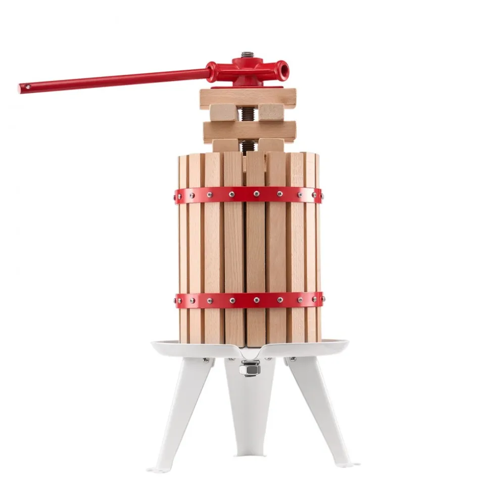 VEVOR 1.6 Gal/6L Fruit Wine Press, Solid Wood Basket with 8 Blocks, Heavy Duty Manual Juice Maker, Cider Apple Grape Tincture Honey Olive Oil Making Press with Handle for Kitchen, Home