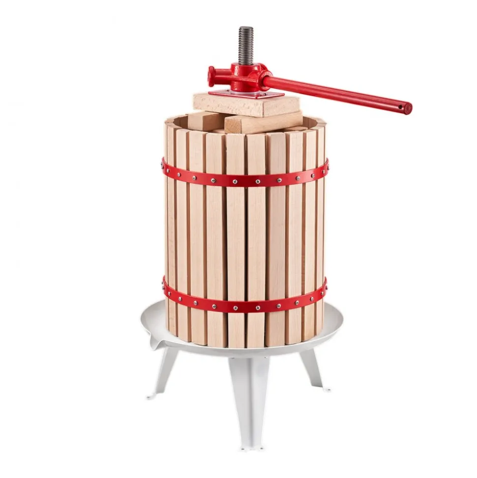 VEVOR 4.75 Gal/18L Fruit Wine Press, Solid Wood Basket with 8 Blocks, Heavy Duty Manual Juice Maker, Cider Apple Grape Tincture Honey Olive Oil Making Press with Handle for Kitchen, Home
