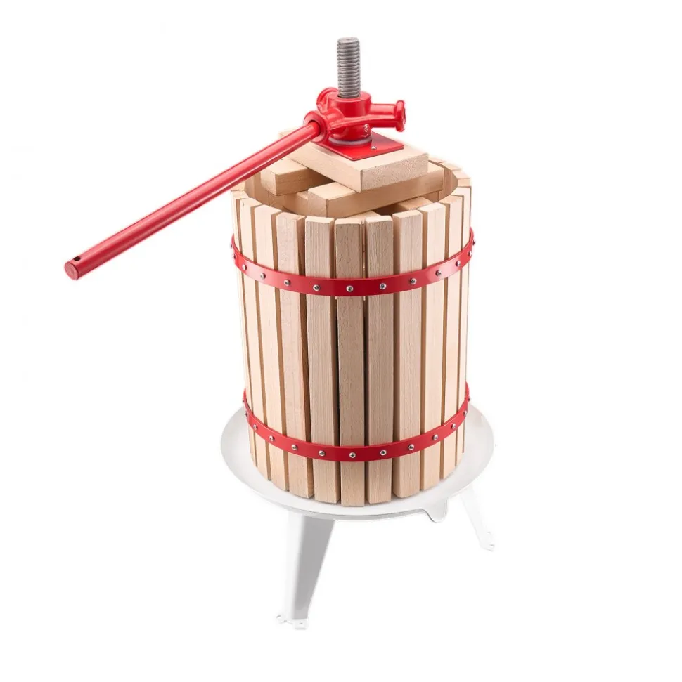 VEVOR 4.75 Gal/18L Fruit Wine Press, Solid Wood Basket with 8 Blocks, Heavy Duty Manual Juice Maker, Cider Apple Grape Tincture Honey Olive Oil Making Press with Handle for Kitchen, Home