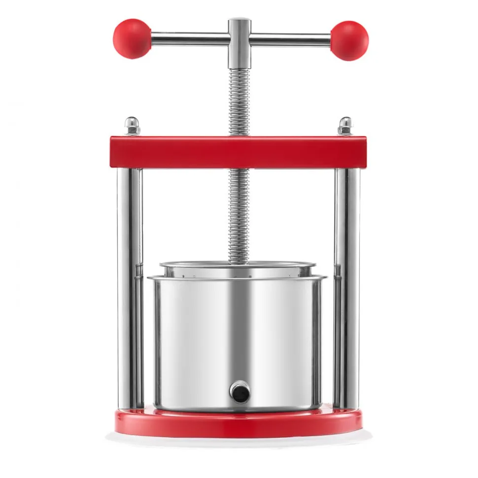 VEVOR 0.44 Gal/1.65L Fruit Wine Press, 2 Stainless Steel Barrels, Manual Juice Maker, Cider Apple Grape Tincture Honey Olive Oil Making Press with T-Handle for Outdoor Kitchen Home