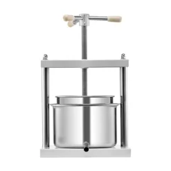 VEVOR 1.45 Gal/5L Fruit Wine Press, 2 Stainless Steel Barrels, Manual Juice Maker, Cider Apple Grape Tincture Honey Olive Oil Making Press with Triangular Handle for Outdoor Kitchen Home
