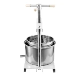 VEVOR 1.45 Gal/5L Fruit Wine Press, 2 Stainless Steel Barrels, Manual Juice Maker, Cider Apple Grape Tincture Honey Olive Oil Making Press with Triangular Handle for Outdoor Kitchen Home
