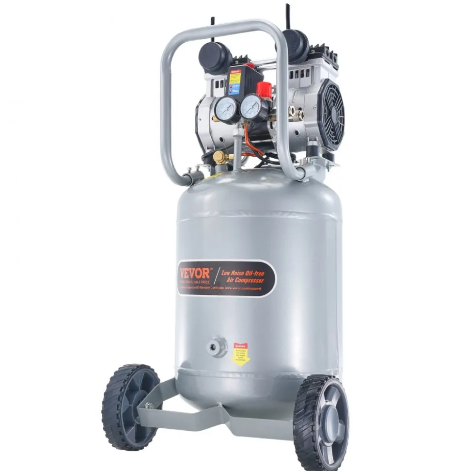 VEVOR 13 Gallon Air Compressor, 2HP 4.6 SCFM@90PSI Oil Free Air Compressor Tank, 66dB Ultra-Quiet Compressor for Tire Inflation, Auto Repair, Woodwork Nailing, Spray Painting (125PSI Max Pressure)