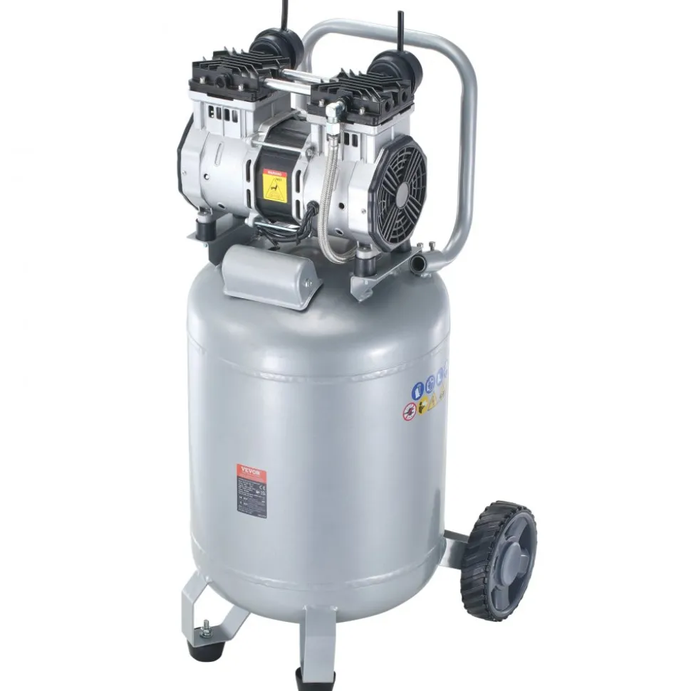 VEVOR 13 Gallon Air Compressor, 2HP 4.6 SCFM@90PSI Oil Free Air Compressor Tank, 66dB Ultra-Quiet Compressor for Tire Inflation, Auto Repair, Woodwork Nailing, Spray Painting (125PSI Max Pressure)