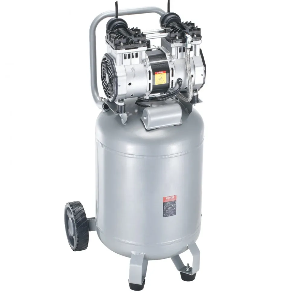 VEVOR 13 Gallon Air Compressor, 2HP 4.6 SCFM@90PSI Oil Free Air Compressor Tank, 66dB Ultra-Quiet Compressor for Tire Inflation, Auto Repair, Woodwork Nailing, Spray Painting (125PSI Max Pressure)