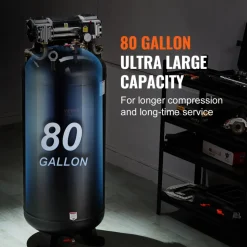 VEVOR 80 Gallon Air Compressor, 6.5HP 15.5SCFM@90 PSI, 145PSI Oil Free Stationary Air Compressor Tank, 86dB Ultra Quiet Compressor for Industrial Manufacturing, Construction Sites, Auto Repair