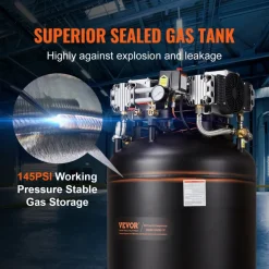 VEVOR 80 Gallon Air Compressor, 6.5HP 15.5SCFM@90 PSI, 145PSI Oil Free Stationary Air Compressor Tank, 86dB Ultra Quiet Compressor for Industrial Manufacturing, Construction Sites, Auto Repair