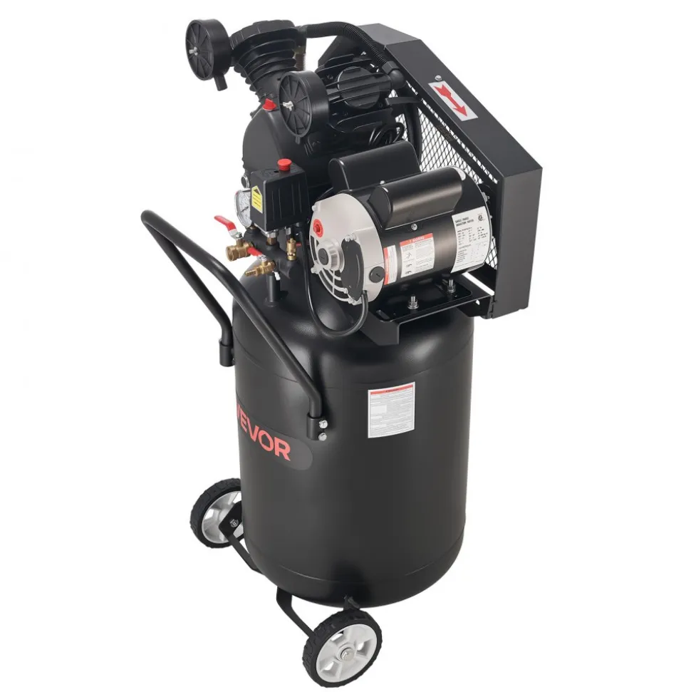 VEVOR 20-Gallon Air Compressor, 2HP 6.5SCFM at 90PSI, Max 135PSI Pressure Oil-Lubricated Air Compressor Tank, Portable on Wheels for Auto Repair, Tire Inflation, Spray Painting, Woodwork Nailing, 120V