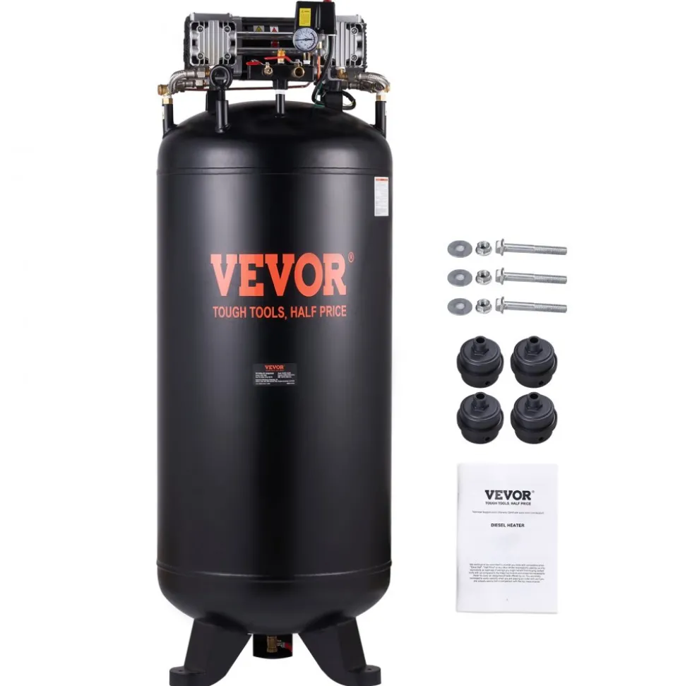 VEVOR 6 Gallon Air Compressor, 1.7HP 2.3CFM@90PSI Portable Pancake Air Compressor & 150PSI Max Pressure, 12-Piece Accessory Kit with 50FT Air Hose for Tire Inflation, Spray Painting, Woodwork Nailing