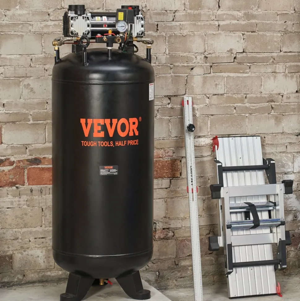 VEVOR 6 Gallon Air Compressor, 1.7HP 2.3CFM@90PSI Portable Pancake Air Compressor & 150PSI Max Pressure, 12-Piece Accessory Kit with 50FT Air Hose for Tire Inflation, Spray Painting, Woodwork Nailing