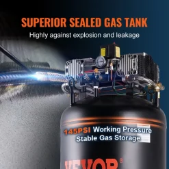 VEVOR 6 Gallon Air Compressor, 1.7HP 2.3CFM@90PSI Portable Pancake Air Compressor & 150PSI Max Pressure, 12-Piece Accessory Kit with 50FT Air Hose for Tire Inflation, Spray Painting, Woodwork Nailing
