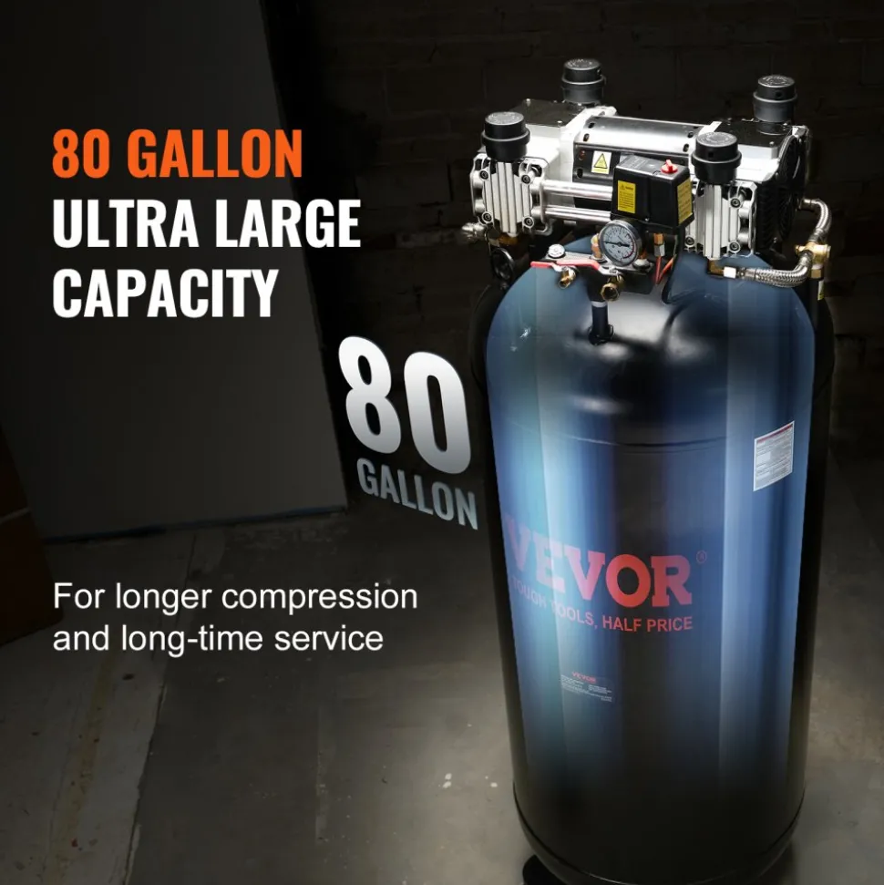 VEVOR 6 Gallon Air Compressor, 1.7HP 2.3CFM@90PSI Portable Pancake Air Compressor & 150PSI Max Pressure, 12-Piece Accessory Kit with 50FT Air Hose for Tire Inflation, Spray Painting, Woodwork Nailing