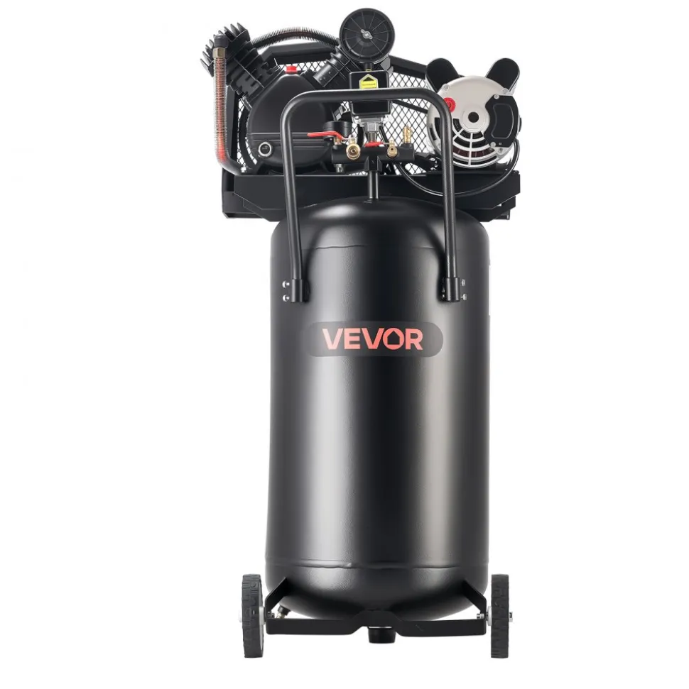 VEVOR 25-Gallon Air Compressor, 2HP 5.5 SCFM at 90PSI, Max 200PSI Pressure Oil-Lubricated Air Compressor Tank, Portable on Wheels for Auto Repair, Tire Inflation, Spray Painting, Woodwork Nailing, 120V