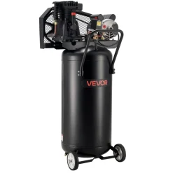 VEVOR 30-Gallon Air Compressor, 2HP 5.3SCFM at 90PSI, Max 125PSI Pressure Oil-Lubricated Air Compressor Tank, Portable on Wheels for Auto Repair, Tire Inflation, Spray Painting, Woodwork Nailing, 120V