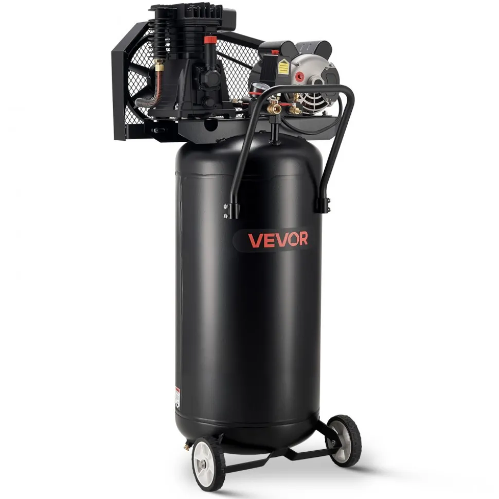 VEVOR 30-Gallon Air Compressor, 2HP 5.3SCFM at 90PSI, Max 125PSI Pressure Oil-Lubricated Air Compressor Tank, Portable on Wheels for Auto Repair, Tire Inflation, Spray Painting, Woodwork Nailing, 120V