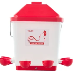 VEVOR 5 Gallon Automatic Chicken Waterer, 6 Water Ports, Automatic-Fill Water Cup, Automatic Gravity Waterer with Handle & Sealed Rubber Ring, Waterproof PP Material, No Waste Design, for Chicken